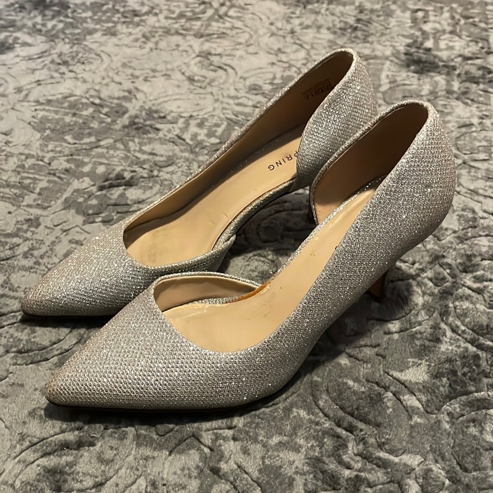Call it spring silver glittery heels